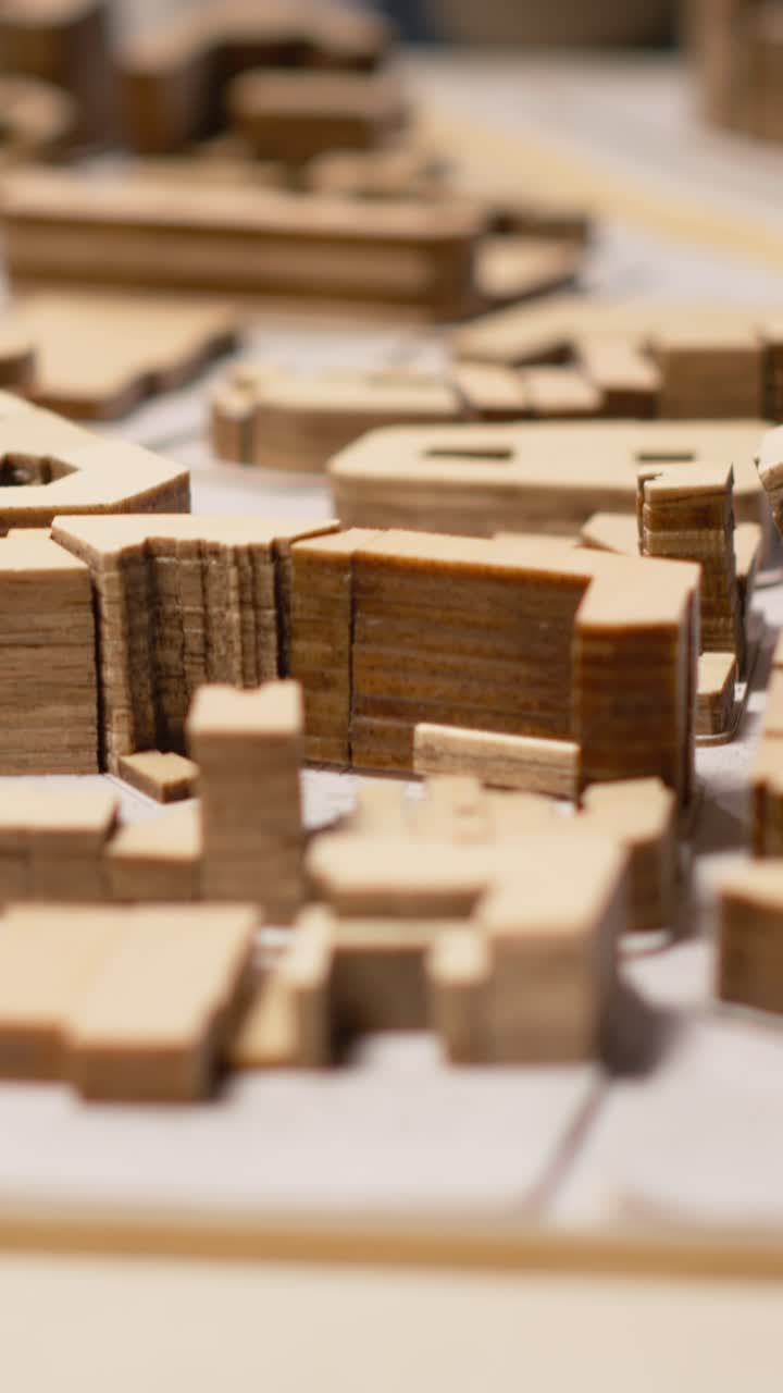 Vertical Video Corporate property investment office with empty desk for site preparation