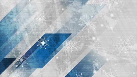 geometric grunge christmas motion background with snowflakes