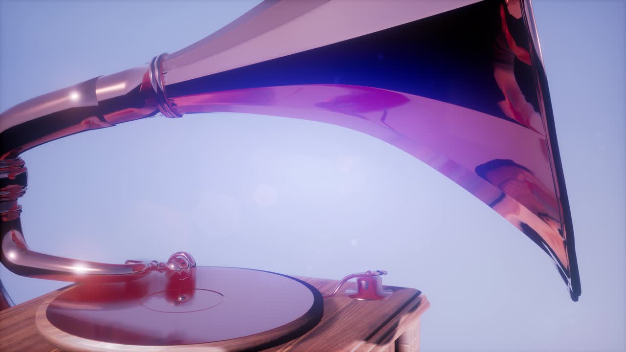 4k супер замедленное движение винтажный граммофон поворачивать