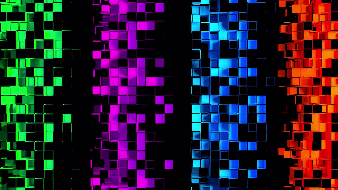 tiras abstractas de celdas de mosaico cuadradas sobre un fondo negro