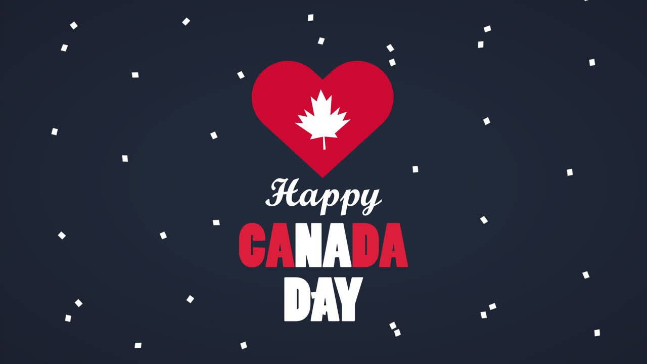 마음에 글자를 넣은 행복한 캐나다의 날 축하