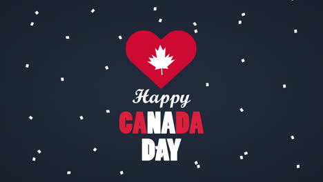 feliz celebración del día de canadá con letras en el corazón