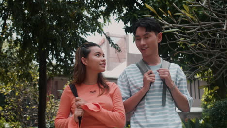 teenagers walking in the park