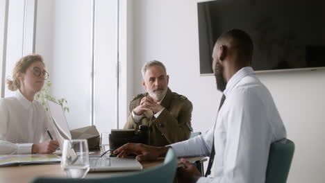 meeting in a military office