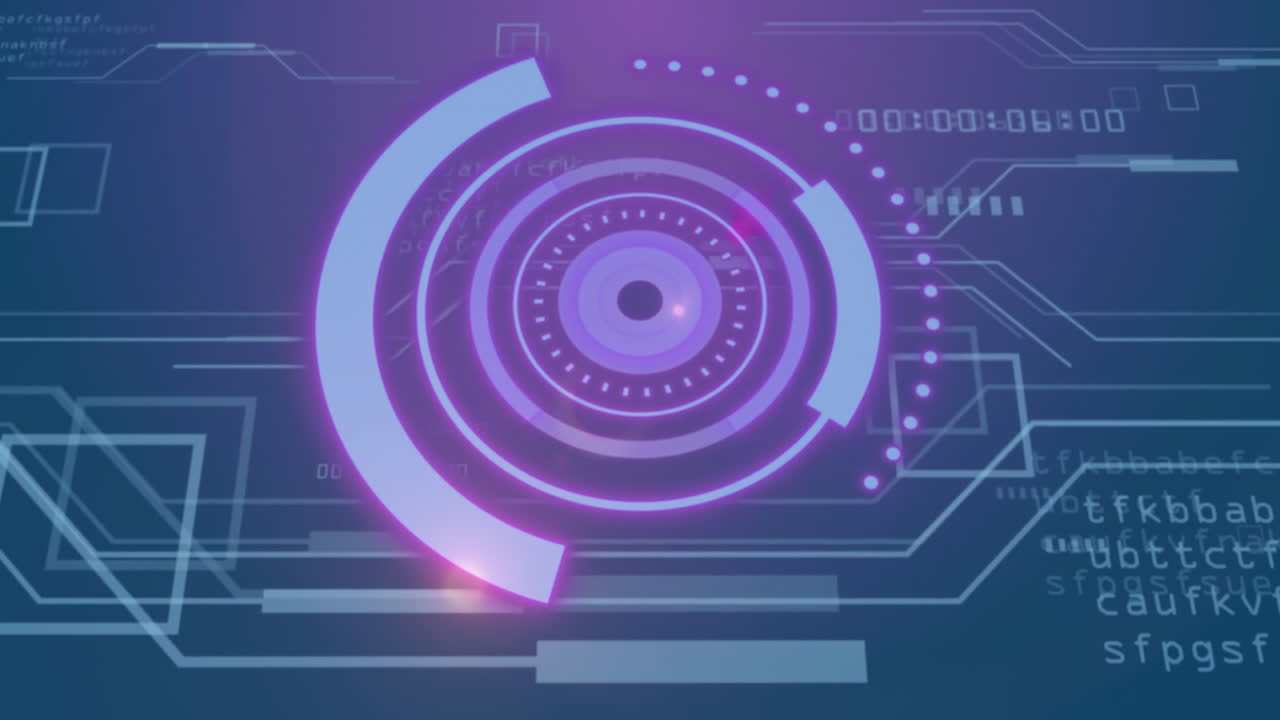 Animation of scope scanning with data processing on black background