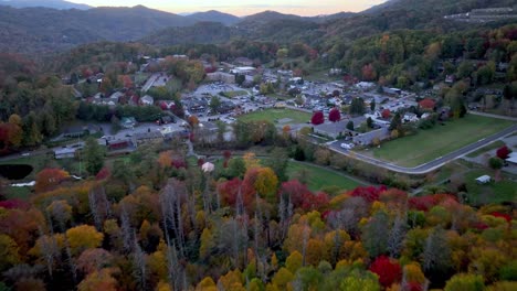 aerial push in to banner elk nc, north carolina in autumn