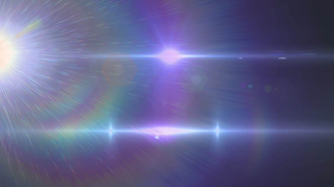 animación de puntos de luz brillantes y estrellas sobre fondo azul