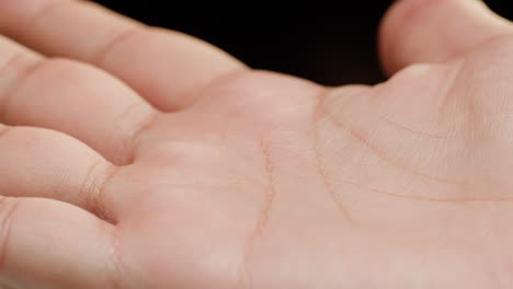 close-up of a human hand palm