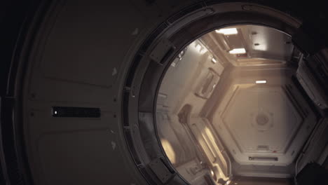 a close-up look at a futuristic spaceship doorway