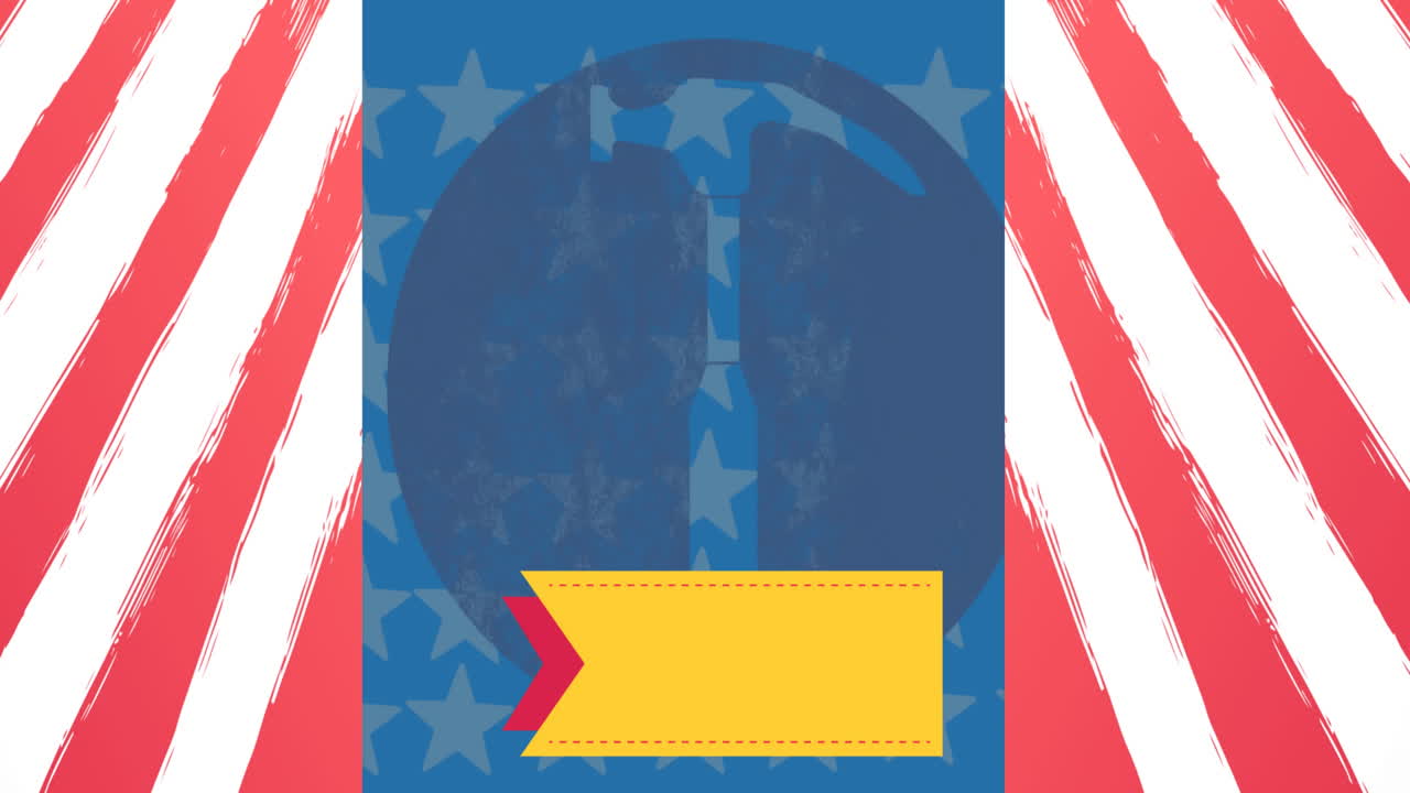 미국 국기 위에 있는 망치의 애니메이션