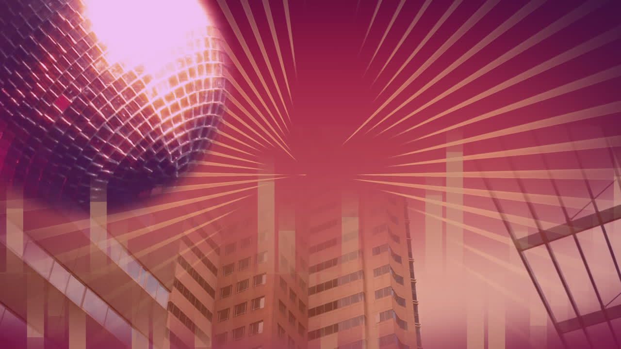 분홍색 배경에 회전하는 디스코 공