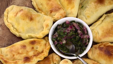 homemade empanadas on a rotating plate (seamless loopable)