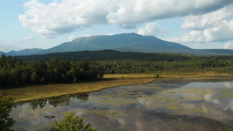 Beautiful-drone-shot-of-Mount-Katahdin-sitting-high