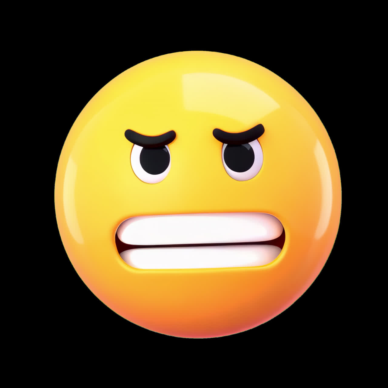 Grimacing 3d emoticon character animation isolated asset, transparent 4K video, alpha channel