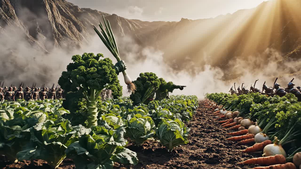 Vegetable Army War on a Farm