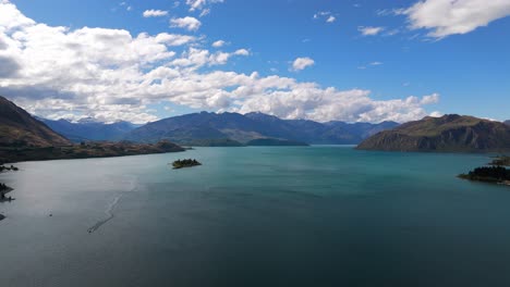 beautiful wanaka lake in new zealand. aerial view