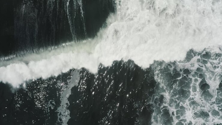 Top View Of Raging Surfing Waves Onto Shore In El Paredon Buena Vista, Escuintla, Guatemala