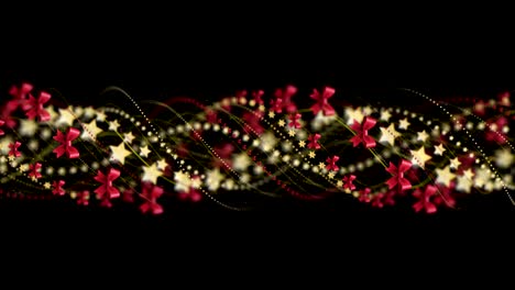 arco, cinta y estrellas, regalo, regalo y concepto de navidad, animación, fondo, representación, bucle