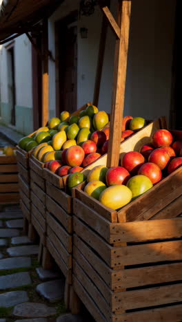 mangoes on display at an outdoor market