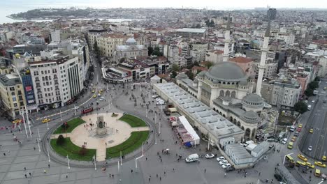 october 19, 2020 in istanbul turkey. taksim square aerial views.