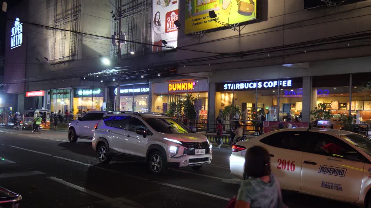 Nightlife At Metro Gaisano Mall On Colon Street In Cebu City, Philippines. static shot