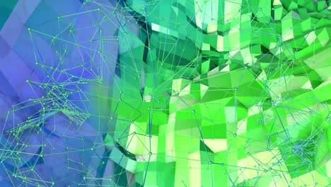 4k limpio bajo poli fondo animado en bucle. animación 3d sin costuras en estilo geométrico moderno con colores de gradiente modernos. fondo creativo simple. colores de gradientes azul verde, terreno 5