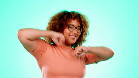 excited, dance and happy with black woman