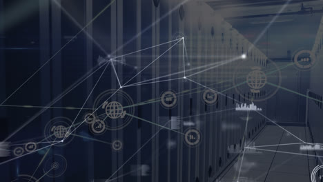 animation of network of connections over server room