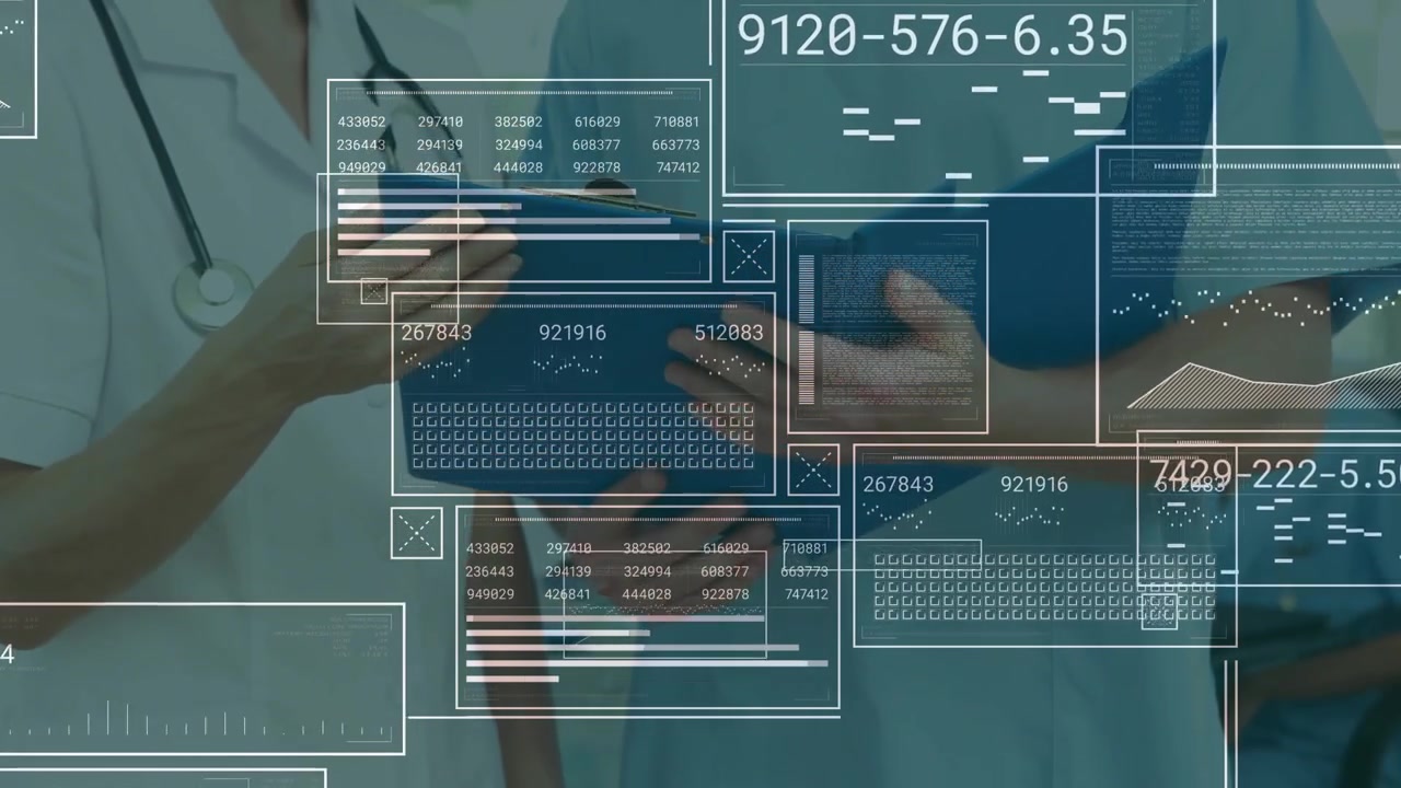 Clinician and nurse responding to HUD appearing, opening blue folder, reviewing medical charts