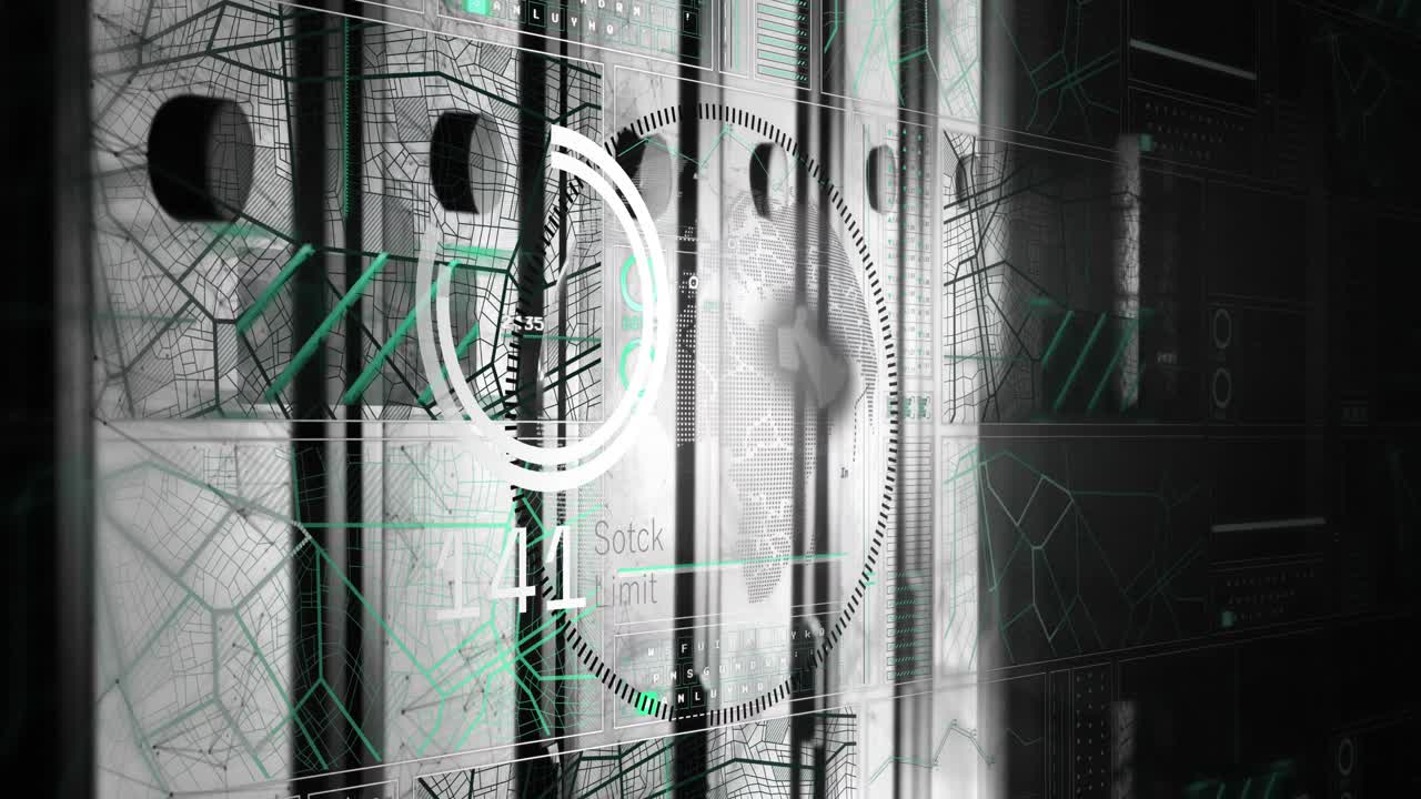 서버 에 대한 회전 지구를 통해 증권 시장 데이터 처리에 대한 인터페이스의 애니메이션