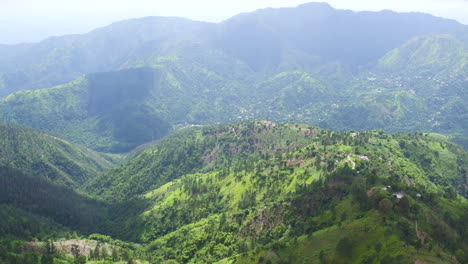 An-aerial-view-of-the-Blue-Mountains-in-Jamaica,-looking-towards-Portland-Parish-and-Saint-Thomas-parish