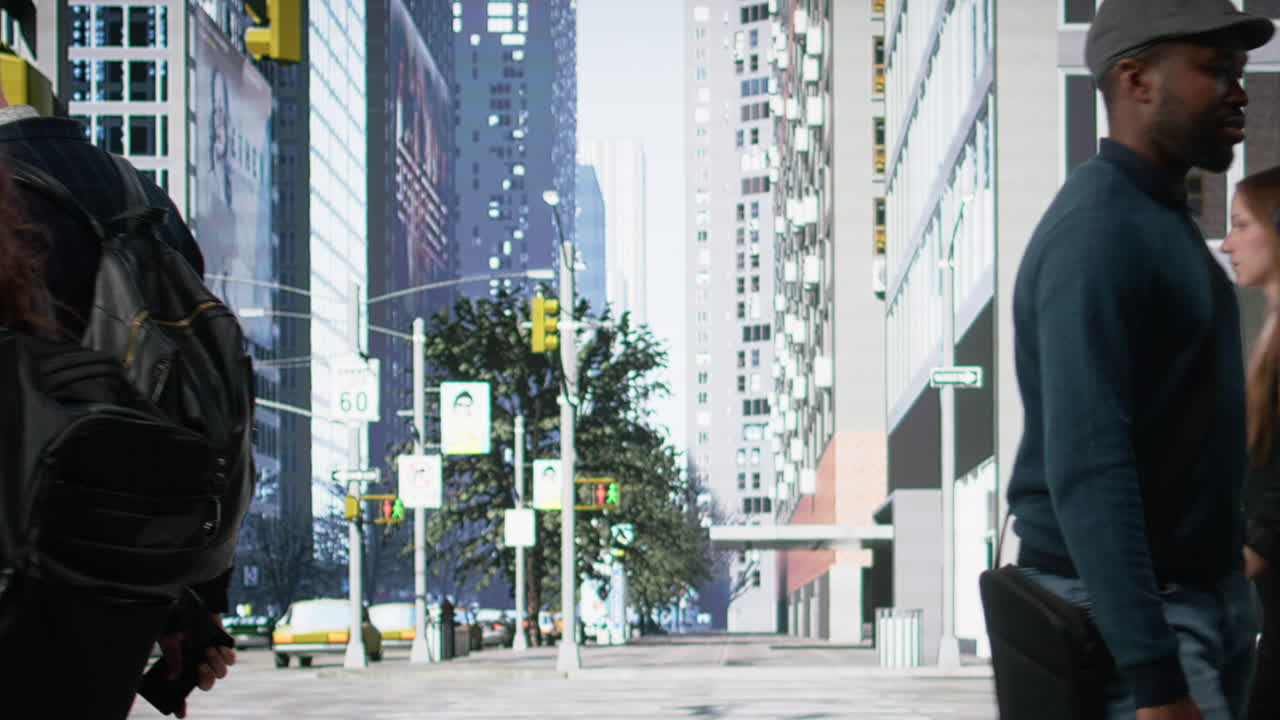 Vibrant urban crowd of diverse people at the intersection