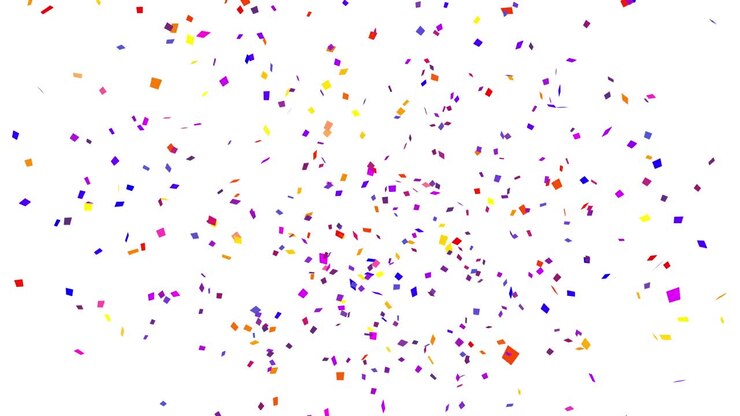 Animation of multi color confetti explosion. 4K white background.