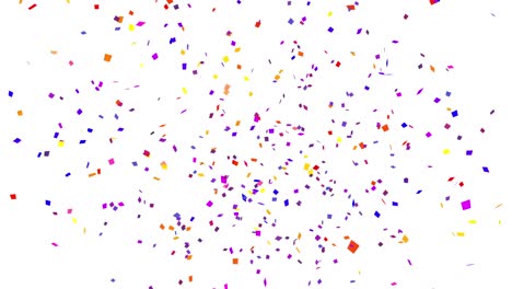 animation of multi color confetti explosion. 4k white background.