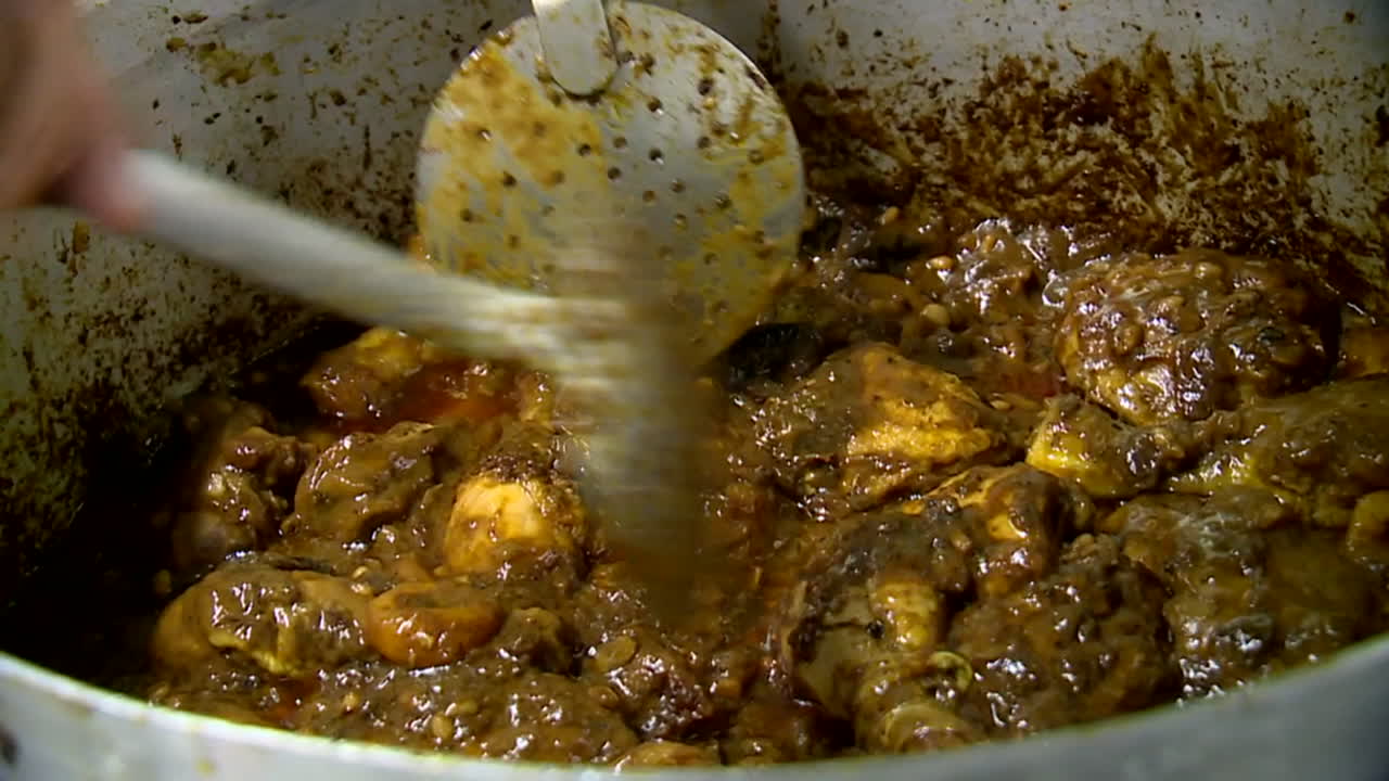 Cooking Chicken Curry in a Large Pot