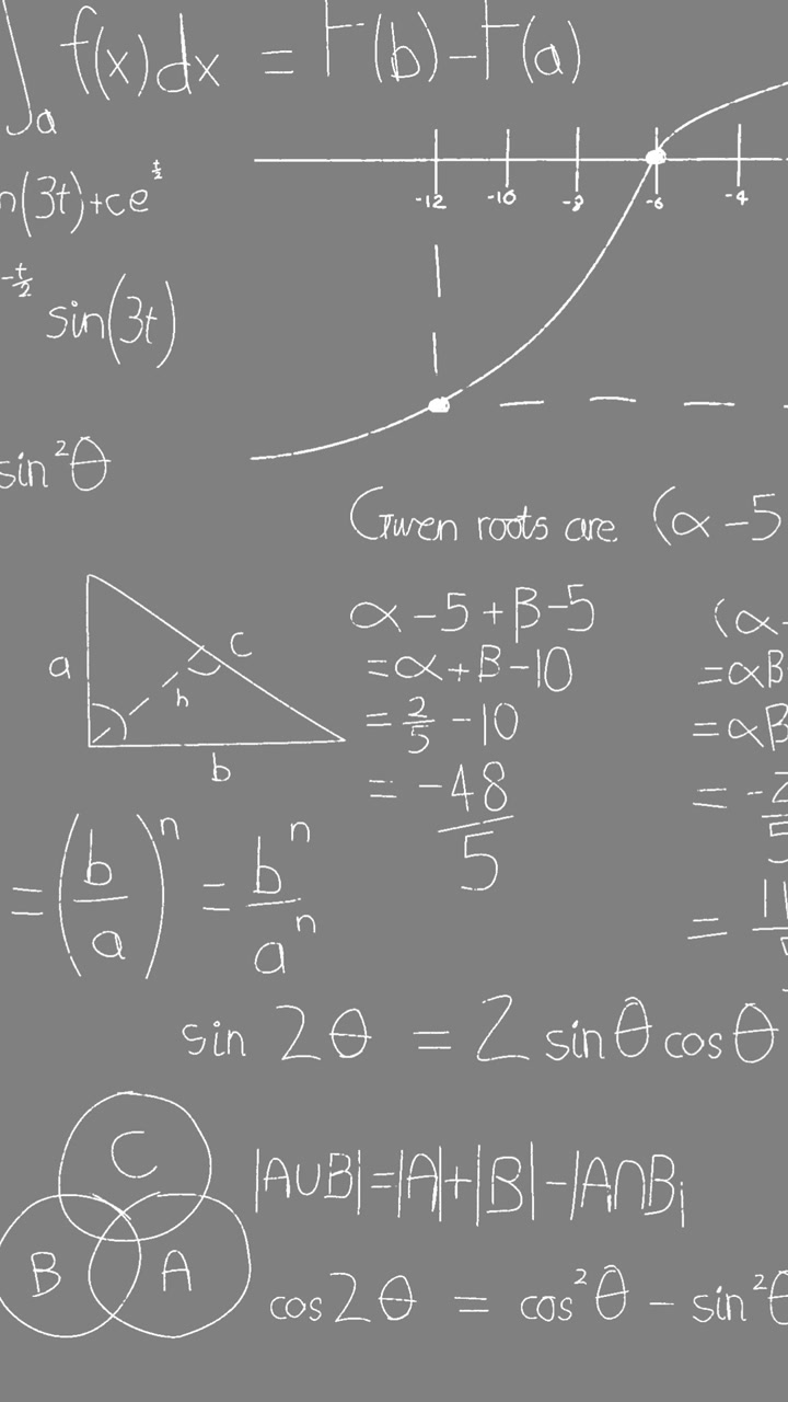 Animation of math graps and data over grey background