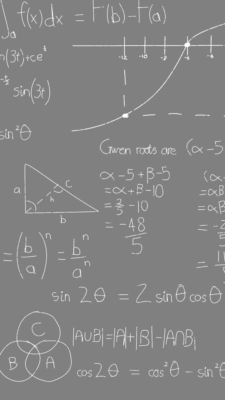 Animation of math graps and data over grey background