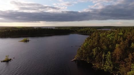 Aerial-of-a-lake-and-forest-in-Sweden