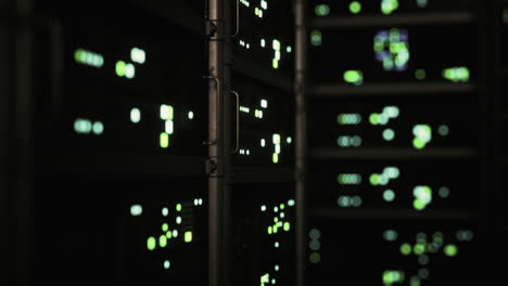 modern server room with supercomputers light