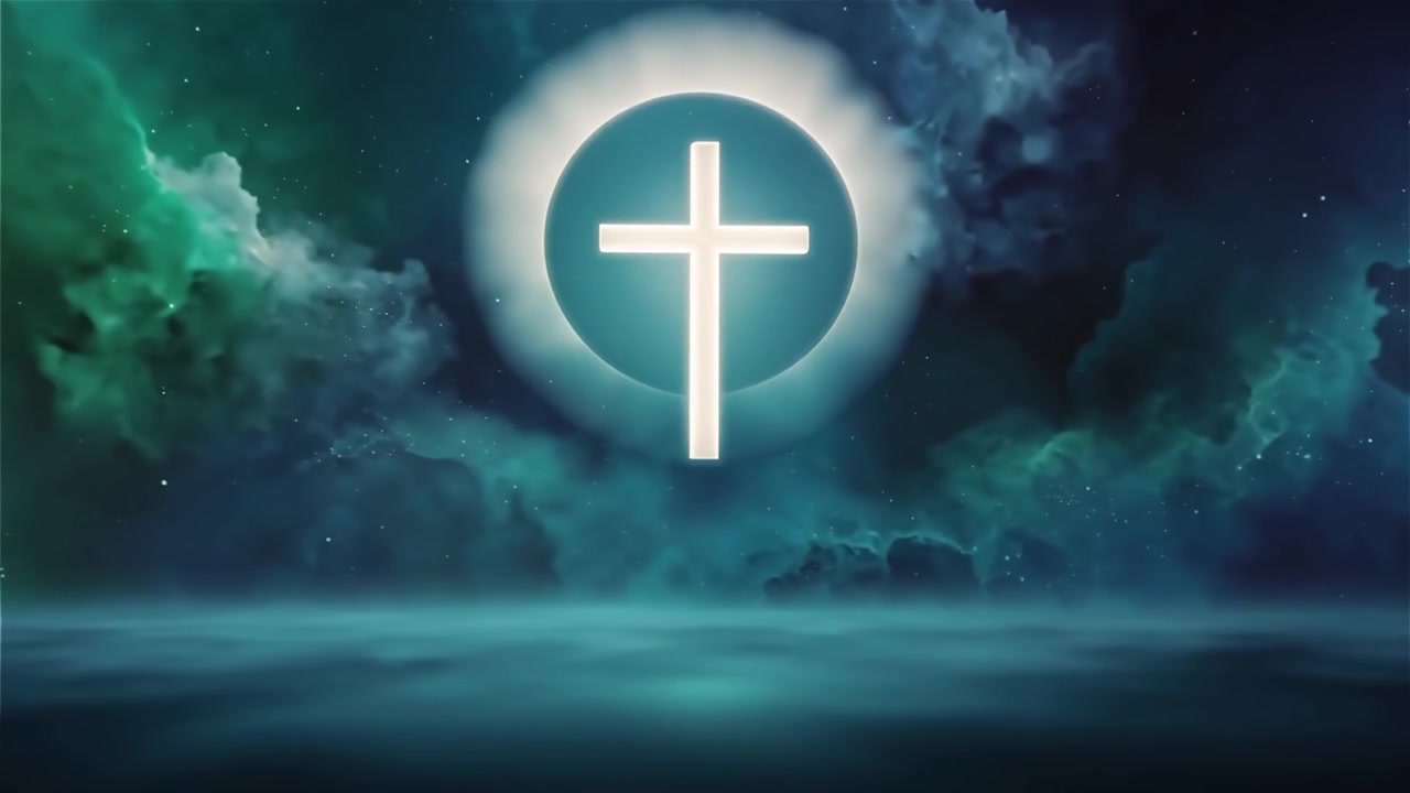 Croce Cristiana Luce Celestiale Sfondo per il Culto.