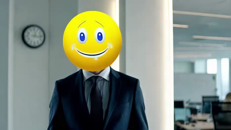 businessman with a smiley face head