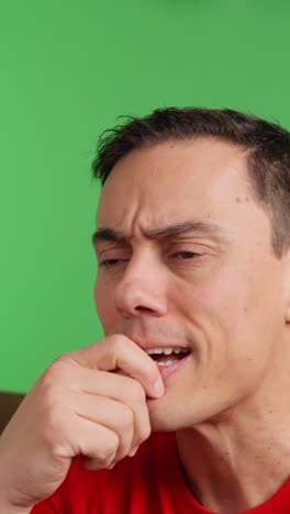 excited sports fan celebrating goal on green screen