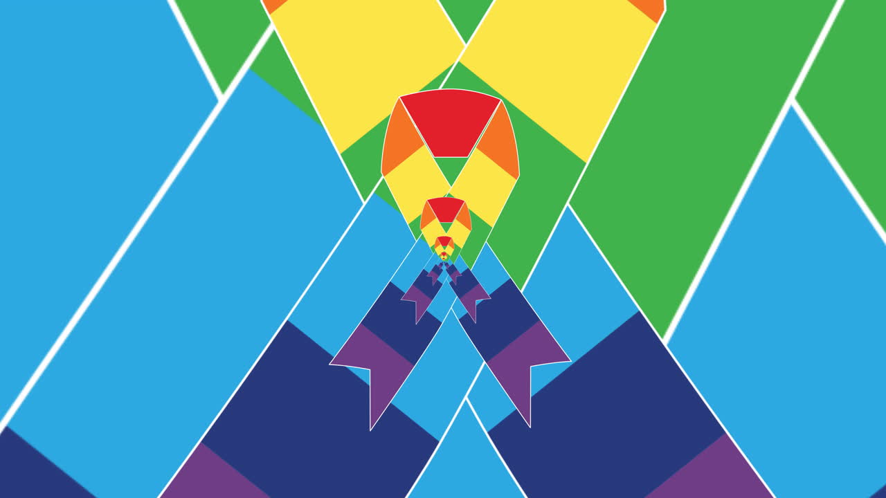 무지개 색으로 여러 리본의 애니메이션