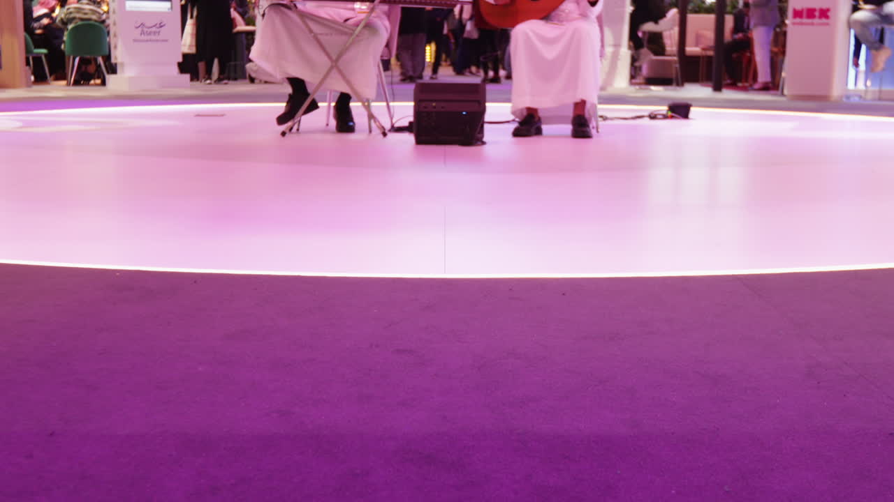 Live Band Playing Traditional Music And Instruments Representing Saudi Arabia At World Travel Market.