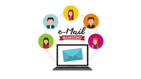 email social media marketing with laptop animation