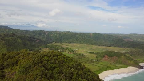 a remote surf beach at pantai selong belanak, lombok, aerial shots during day light