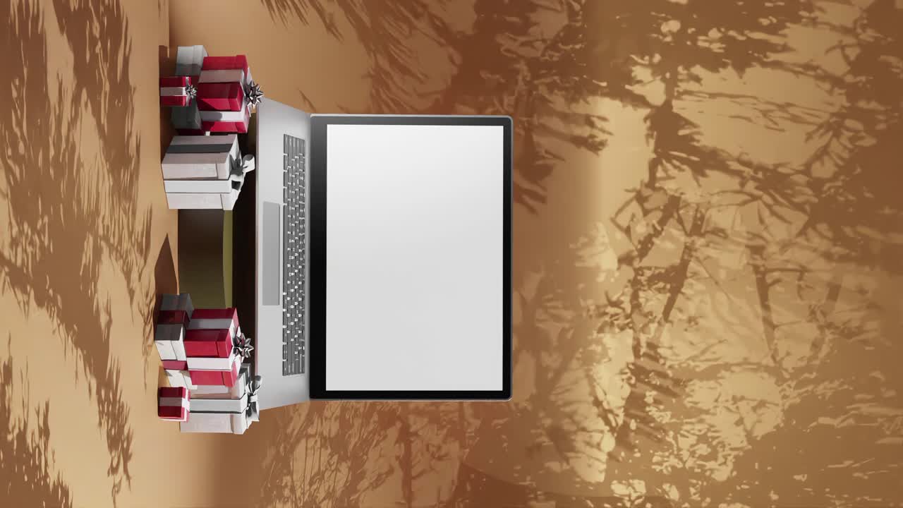 청동 배경에 대한 크리스마스 테마 노트북 3d 수직 애니메이션