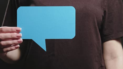 dialogue icon hand blue blank speech bubble text