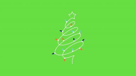 video en 4k de dibujos animados de la guirlanda del árbol de navidad y la estrella en la parte superior.