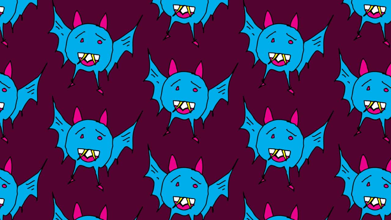 kids drawing pop art seamless background with theme of bat